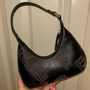 Authentic By Far stud Embellished leather tote bag